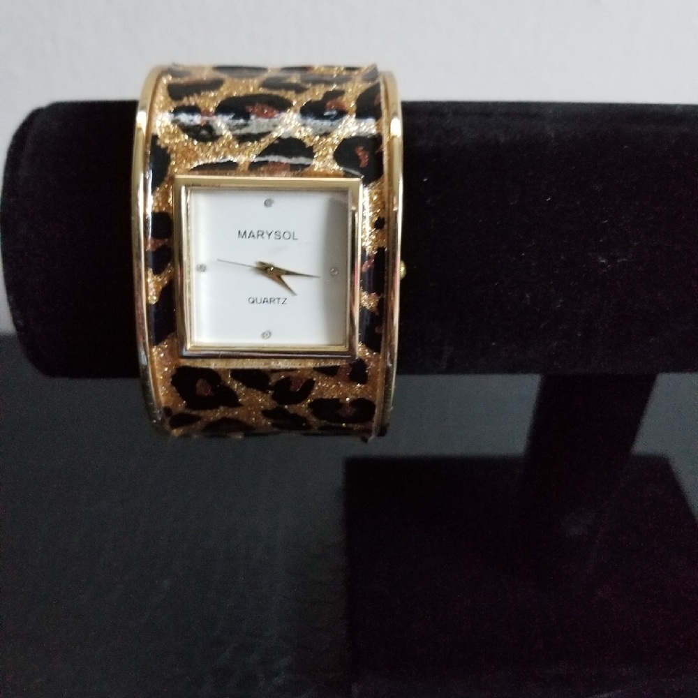 Cheetah print cuff watch